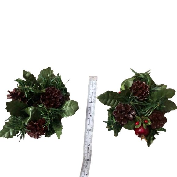 Vintage Pinecone Candle Holders Christmas Decor Centerpiece Holiday Pair Plastic - Picture 4 of 11